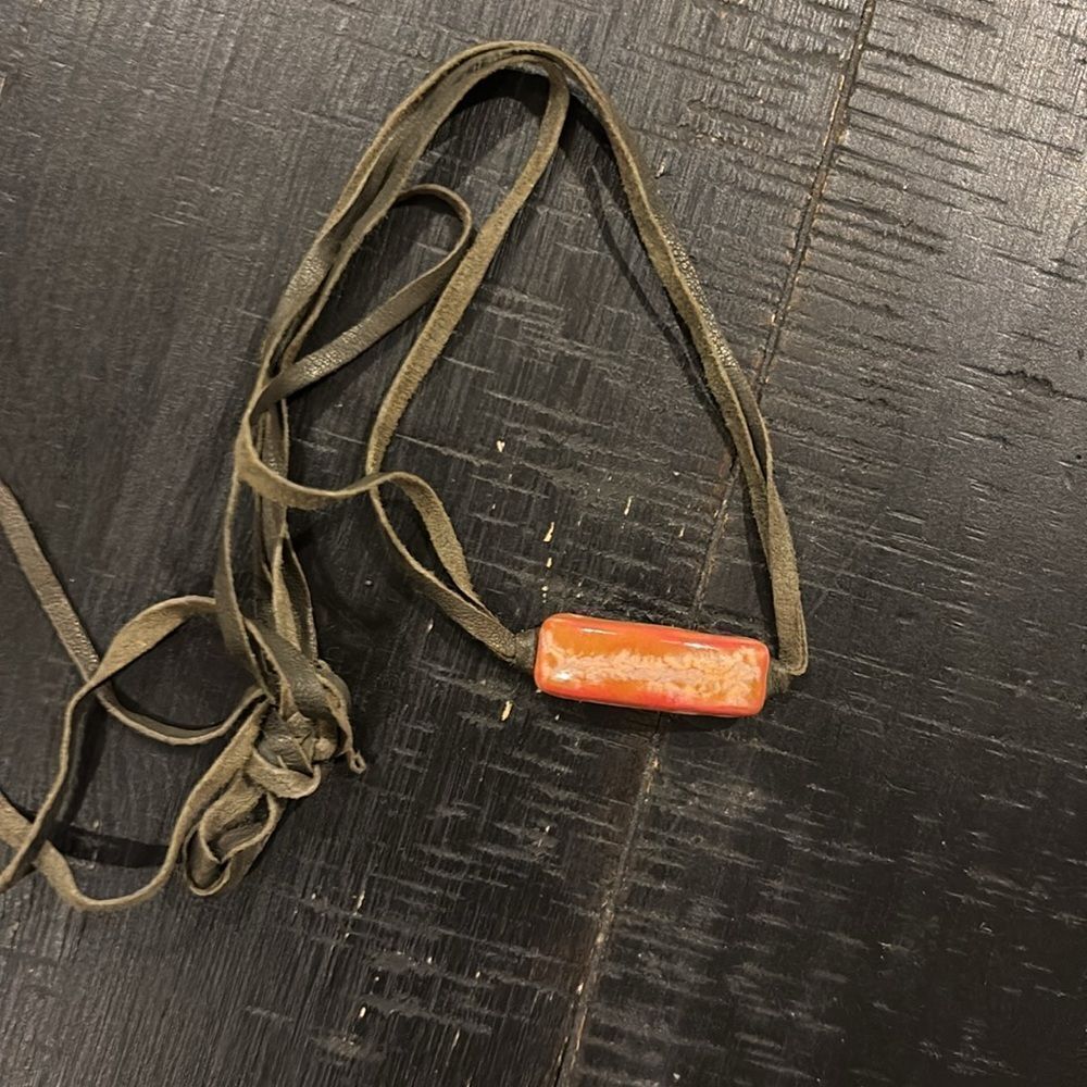 Dandy Brown Leather Adjustable Tie Simple Western Boho Necklace​
